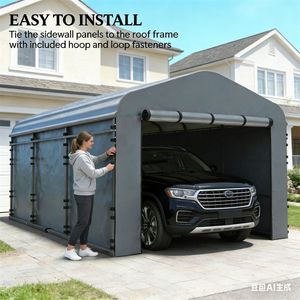 Pannello Laterale di Ricambio Grigio Scuro per Tettoia Auto, Copertura Laterale per Gazebo Auto - Product Image 3