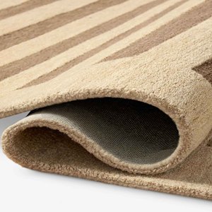 Luxury Neutral Beige Brown Horizontal Stripe Hand Tufted Wool Rug Modern Area Premium Carpet Minimalist Custom Size Home Decor - Product Image 3