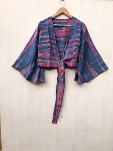 Assorted Mix Color Boho Tie-Dye Crop <b>Top</b> Recycled Silk Bell Sleeve dress Gift for her - Product Image 6