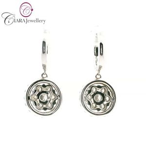 18K AU750 ORO BLANCO DIAMANTE NATURAL COLOR PIEDRA COLGANTE PENDIENTE - Product Image 3