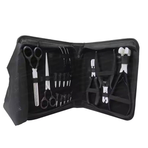 Custom Logo Professional Eco-Friendly Matte Black Hair Extension <b>Pliers</b> <b>Set</b> Micro Ring Loop Threader Cutting Scissors Kit for - Product Image 5