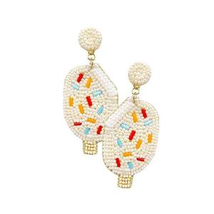 <b>Cute</b> Ice Cream Beaded Drop <b>Earrings</b> With Crystal Rhinestone For Women Party Jewelry - Product Image 3