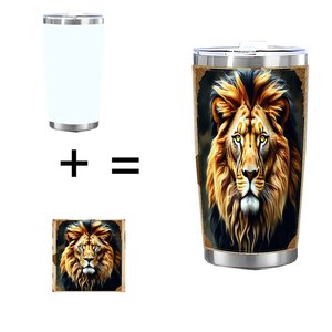 Stainless Steel Tumbler 20oz Double Wall <b>Insulated</b> Travel <b>Cup</b> With Lion Design For Camping And Outdoor Use - Product Image 1