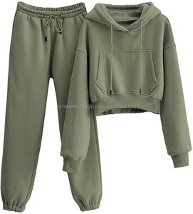 Conjunto de chándal y sudadera de algodón para mujer Hip-Hop Streetwear Pantalones con capucha con técnicas con cuentas - Product Image 1