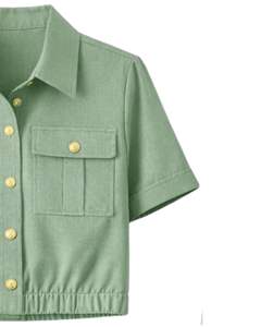 Conjunto de lino rojo para mujer, camisa de manga corta con botones y pantalones cargo con bolsillos, conjunto informal de dos piezas para verano, venta al por mayor. - Product Image 2