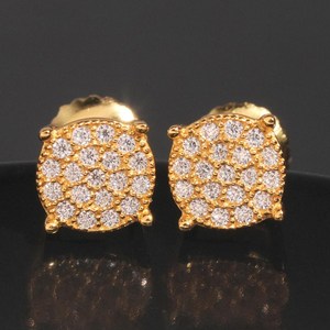Boucles d'oreilles clous en argent sterling 925 avec moissanite, aspect diamant pavé rond, pour hommes et femmes, bijoux en gros - Product Image 2