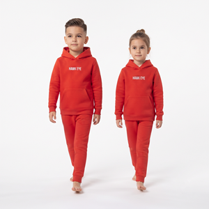 Conjunto de Sudadera con Capucha y Pantalones de Felpa de Algodón para Jóvenes, Color Rojo Sólido, Ropa Deportiva Personalizada para Niños, Conjunto de Dos Piezas al por Mayor - Product Image 3