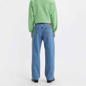 Jeans de Mezclilla de Corte Recto, Color Azul Lavado Medio, para Hombre, Cierre de Cremallera, Pierna Ancha, Cierre de Botón, Pantalones Vaqueros Transpirables - Product Image 6