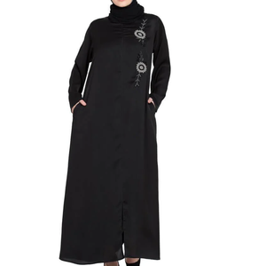 Abayas pour femmes, grande taille, couleur noire, design imprimé, style printemps, respirantes, vente en gros, OEM, ODM, Abaya, Burka, Kaftan, Borka - Product Image 4