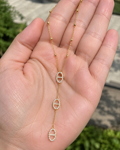 Collier Pendentif Géométrique en Acier Inoxydable avec Zircon, Chaîne Fine en Y, Bijou Minimaliste Doré ou Argenté pour Femme, Idéal Cadeau - Product Image 2