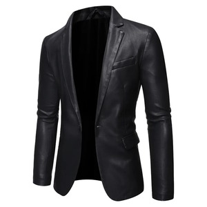 Blousons en cuir décontractés pour hommes, coupe ajustée, style motard, col rabattu, noir, en cuir et daim, pour hommes, jusqu'à 5XL - Product Image 4
