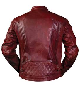 Men's <b>Black</b> PU Casual Solid Dyed Moto Jacket <b>Turtleneck</b> Collar Zipper Closure Slim Fit Winter Wear - Product Image 3