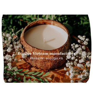 Vente en gros de bols à bougies écologiques biodégradables en noix de coco pour les fêtes, 100 % en matériau de noix de coco, non toxique, durable, origine Vietnam - Product Image 4