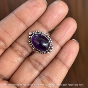 Bague Minimaliste Délicate en Argent Sterling 925, Bagues Fines pour Femmes, Bagues Originales avec Pierre Précieuse Labradorite Violette, Prix d'Usine, Bijoux - Product Image 3