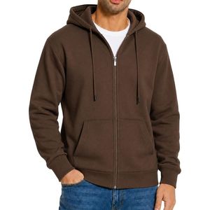 Sudadera con capucha de algodón y forro polar para hombre, con cremallera completa y bolsillos frontales, ideal para pedidos al por mayor de ropa de moda. - Product Image 1