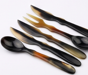 <b>Vintage</b> Horn <b>Cutlery</b> Set 3-Piece Spoon Fork Knife Mirror Polished Brown Black Flatware Set For Home And Kitchenware Use - Product Image 3
