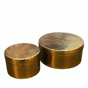Elegant Kitchen Canisters Food <b>Storage</b> Box Container Set with Gold Lid Handmade Arabic Item Metal Packaging - Product Image 1