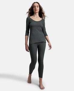 Leggings noirs taille haute pour femme, coupe slim, en coton tricoté, hiver, décontracté, couleur unie, respirant, thermique, séchage rapide, style vintage, coupe courte - Product Image 4