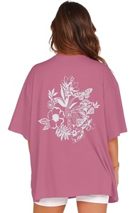 Nouvelle Collection T-shirt Décontracté Femme Imprimé Numérique 100% Coton Manches Courtes Nouveau Design Grande Taille Épaules Tombantes Confortable - Product Image 2