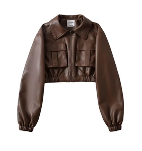 Manteau long zippé en similicuir PU de haute qualité pour femme, écologique, décontracté, uni, teint, pour l'hiver - Product Image 4