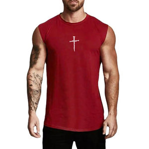 Camiseta sin mangas estampada para fitness, deportiva, de algodón para hombre, para gimnasio, culturismo, entrenamiento, chaleco muscular. - Product Image 6