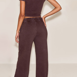 Pantalones de chándal de pierna ancha con lavado ácido estilo otoño para mujer, pantalones jogger de forro polar vintage, fabricante mayorista OEM ODM de marca privada - Product Image 6