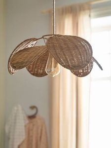 Rattan leaf shape lampshade elegant pendant <b>light</b> shade natural fiber lighting decor eco friendly boho ceiling lampshade - Product Image 5