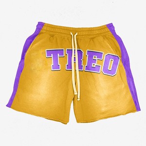 Pantalones cortos de hombre con lavado ácido, algodón French Terry 300 GSM, gris claro, blanco, rosa, estampado serigrafiado, vinilo de transferencia térmica, lavados. - Product Image 5