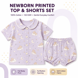 Kids Printed T-Shirt & Shorts Set 100% Cotton Cartoon <b>Animal</b> <b>Pattern</b> Summer Casual Wear Light Blue Full-Body Print - Product Image 1