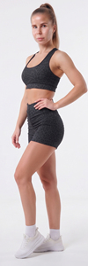 Conjunto Deportivo de 2 Piezas con Estampado de Leopardo para Mujer, Sujetador Deportivo con Espalda Cruzada, Pantalones Cortos de Cintura Alta, Transpirable, Spandex, Poliéster, Ropa Deportiva para Gimnasio - Product Image 3