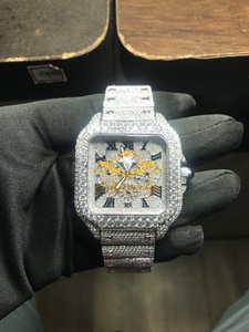 Reloj de Pulsera de Acero Inoxidable con Esfera Cuadrada y Moissanita, Incrustaciones de Cristal, Reloj de Vestir de Lujo para Hombre, Diseño Personalizado - Product Image 4