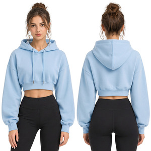 <b>Womens</b> Cropped Hooded <b>Tops</b> Custom Manufacturer Wholesale Short Hoodies Supplier Private Label Apparel For US <b>UK</b> Europe Clothing - Product Image 6