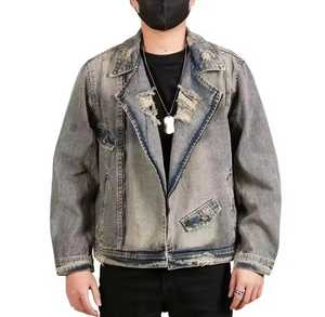Chaqueta Bomber Unisex de Mezclilla con Capucha, Lavada y Desgastada, Corte Ajustado Informal, Largo Regular, Cierre de Cremallera, Algodón - Product Image 1