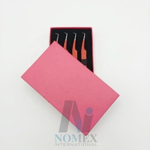 Ensemble de pinces à cils en acier inoxydable à revêtement en poudre, 4 pièces, 90 degrés, poignée en diamant, pointe pointue, volume, travail des cils - Product Image 4