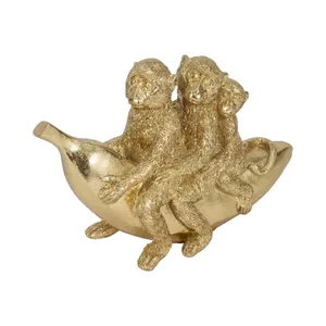 Figura de Mono Moderna Chapada en Oro, Escultura de Latón, Arte Coleccionable, Estatua Decorativa, Fundición 3D Completa, Navidad - Product Image 1