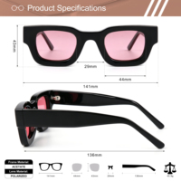 Lunettes de soleil polarisées rectangulaires épaisses pour hommes et femmes, monture rétro en acétate, branches larges, vente en gros