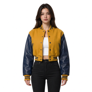 Veste en cuir courte pour femme, style universitaire, avec logo personnalisé, marque de mode, vêtements d'extérieur, fournisseur à faible MOQ - Product Image 6