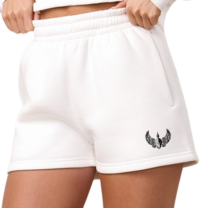 Shorts de course blancs pour femmes, taille élastique, légers, pour la gym, l'entraînement, le fitness et les activités sportives - Product Image 1