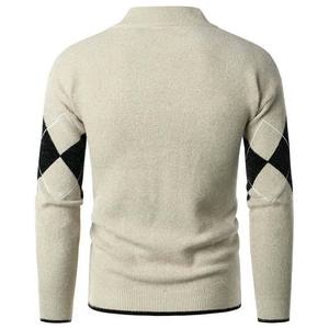 Full Winter <b>Men's</b> Casual <b>Long</b> Crew Neck Breathable Front Pullover Knitted Sweater Best Quality With Diamond Pattern Regular Fit - Product Image 3