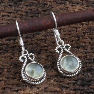 Boucles d'oreilles en prehnite naturelle en gros, en argent sterling 925, pierres précieuses vertes douces, pour femmes, bijoux fins, prix d'usine - Product Image 1