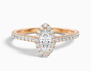 Bague de Fiançailles en Moissanite Taille Marquise avec Sertissage Griffe en Argent Sterling 925 Plaqué Or Rose, Élégante et Délicate, Idéale pour les Fêtes - Product Image 1