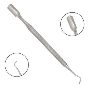 Pousse-cuticules en acier inoxydable à double extrémité avec crochet angulaire pour le nettoyage des cuticules, vente en gros, outil de soin des ongles, prêt à expédier - Product Image 1
