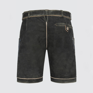 <b>Men</b> Traditional Lederhosen <b>Shorts</b> High Waist Floral Embroidery Canvas Fabric Breathable Casual Alpine Trachten Vintage Style - Product Image 2