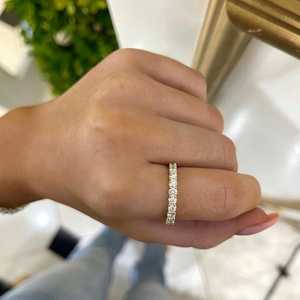 Round Lab Grown Diamond Wedding Band 14K 18K Solid Gold Classic Half Eternity <b>Ring</b> Dainty Stackable Anniversary Band for Women - Product Image 2