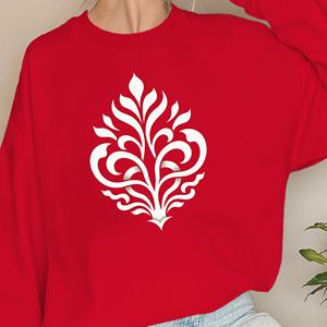 Sudaderas informales para mujer con estampado de motivos botánicos abstractos-Tejido de punto - Product Image 1