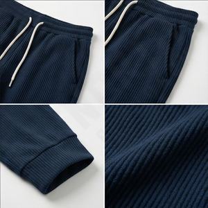 Pantalons à revers pour hommes épais chaud ample droit velours côtelé pantalons de survêtement à jambes larges pantalon en tricot drapé automne et hiver hiver - Product Image 4