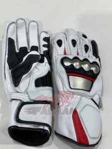 Guantes Profesionales de Cuero para Motociclismo, Blancos y Rojos, con Protección Completa, Pantalla Táctil, Cierre de Gancho y Bucle, para Gimnasio y Uso al Aire Libre, OEM - Product Image 5