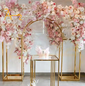 Luxury Metal Wedding Arch <b>Stand</b> with Flower Garland Drapes Event <b>Backdrop</b> Entrance Decoration for Ceremony Party Aisle Decor - Product Image 2