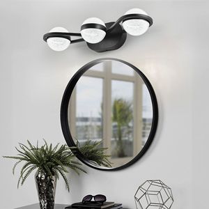 Luminaire de salle de bain à 3 ampoules LED avec abat-jour en acrylique sable cristallin, luminaire décoratif mural pour salle de bain - Product Image 3