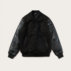 <b>High</b> Quality Men Varsity Jacket Custom Solid Color 100% Genuine <b>Leather</b> Fabric Made Varsity Jackets For Men - Product Image 4